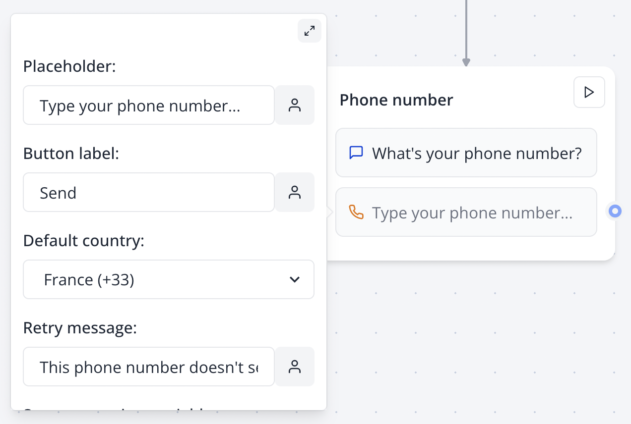 Phone number input in flow
